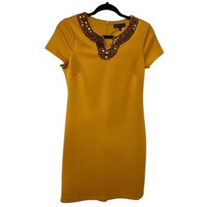 Spenser Jeremy Beaded Neckline Golden Mustard Yellow Dress Size 6